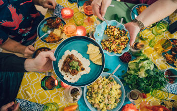 Friends sharing a Mexican meal