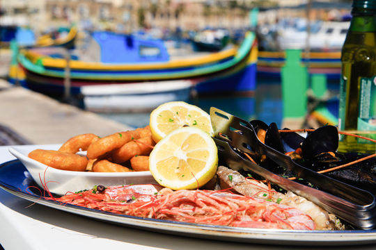 A seafood platter in Malta