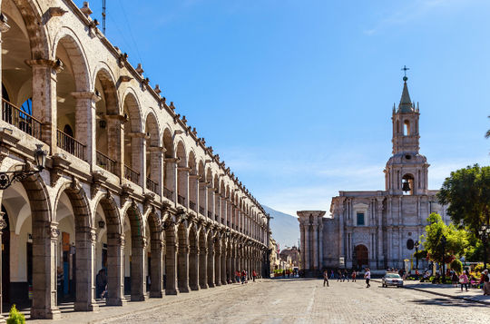 Arequipa, Peru, offers its visitors a rich colonial history in ancient churches and monasteries. (Photo via Vadim_Nefedov / iStock / Getty Images Plus).