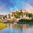 Austria, Rainbow over Salzburg Castle