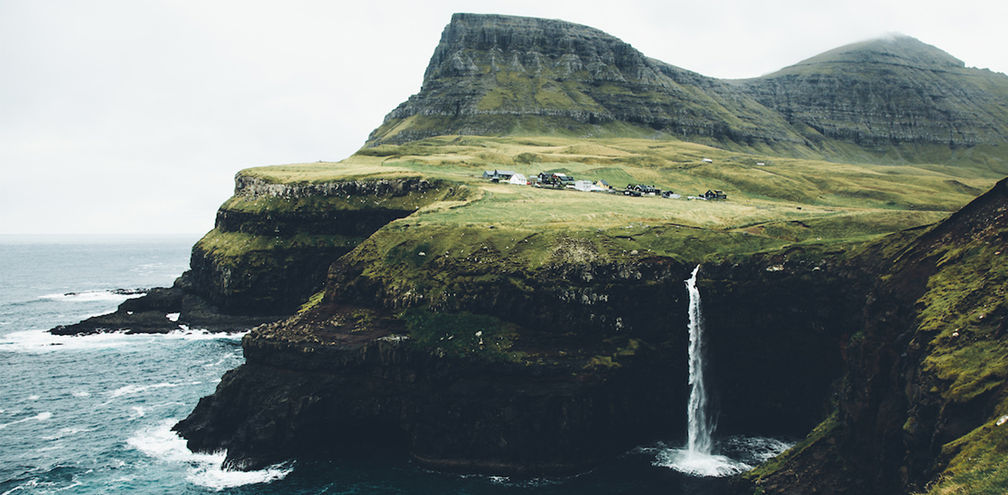Mulafossur waterfall is located on the remote Faroese island of Vagar.