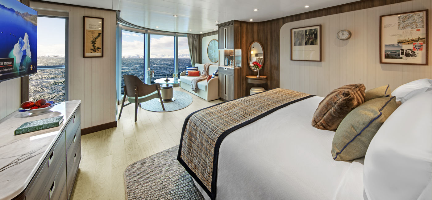 Image: A Panorama Veranda Suite on the new Seabourn Pursuit.  (Photo Credit: Seabourn)