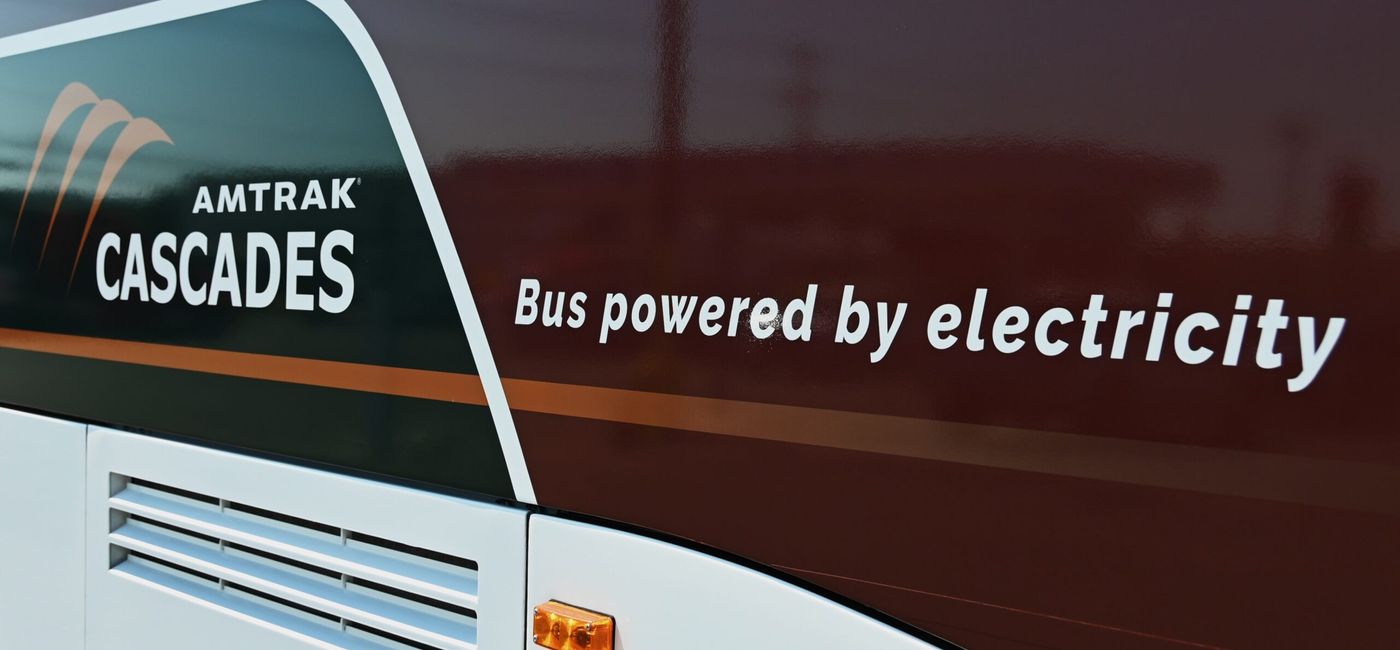 Image: Amtrak adds its first electric-vehicle bus to the fleet. (Source: Amtrak)