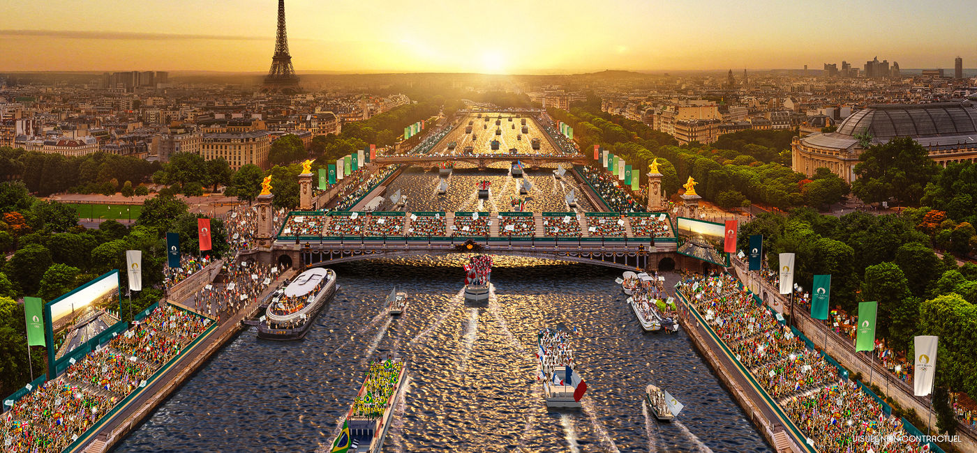 Image: Rendering of the opening ceremony for the Olympic Games Paris 2024. (image via Paris 2024/Florian Hulleu)