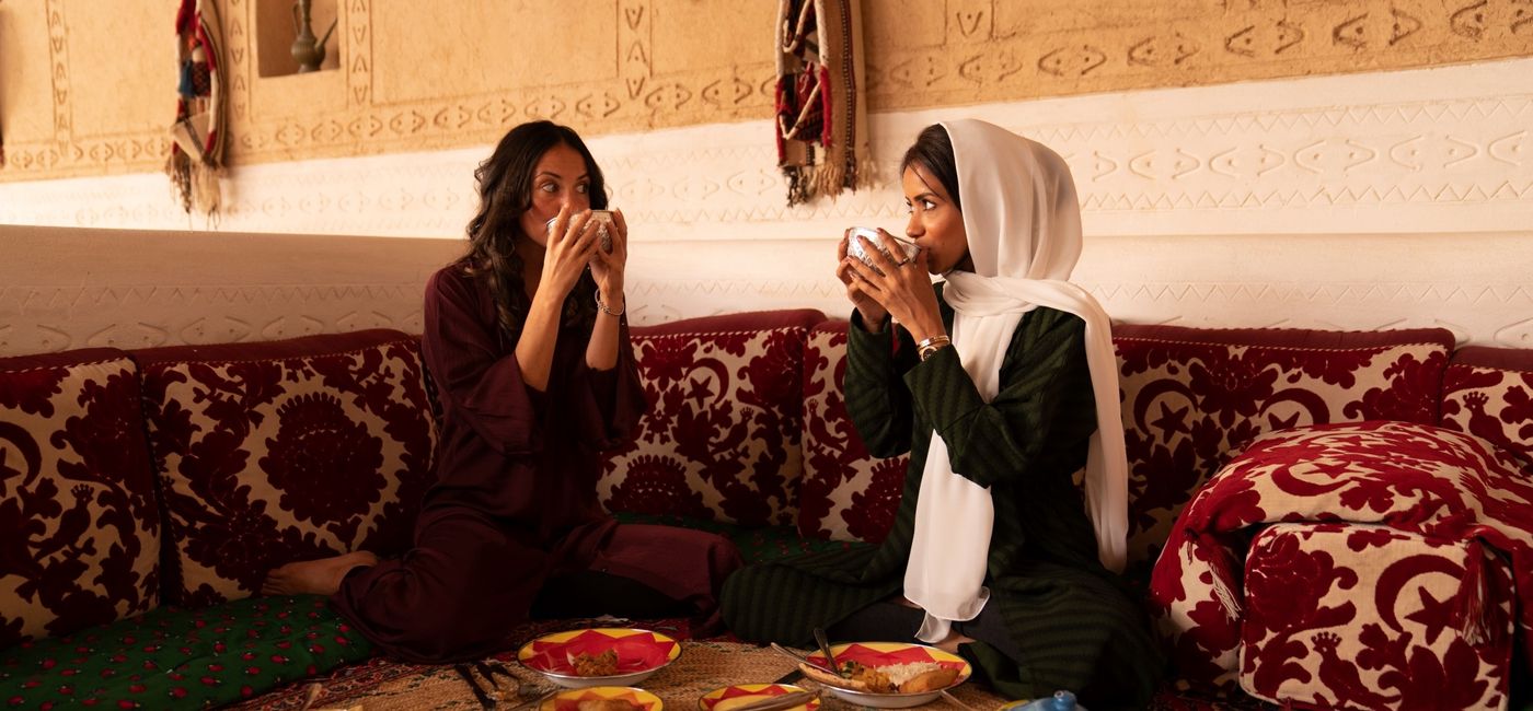 Image: Two women sip mint tea during a meal in Riyadh, Saui Arabia. (photo via Saudi Tourism Authority) ((photo via Saudi Tourism Authority))