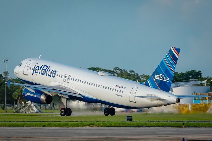 JetBlue aircraft taking off