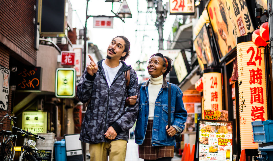 Couple vacationing in Tokyo, Japan