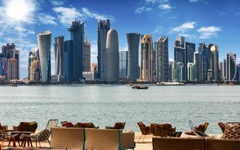 The skyline of Doha, Qatar