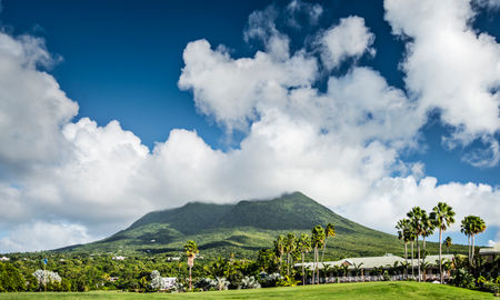 Nevis Peak, a volcano in the Caribbean. (photo via SeanPavonePhoto / iStock / Getty Images Plus)