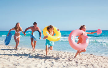 Family enjoying the beach in Punta Cana