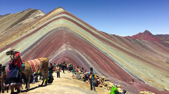 The route of Seven Colors Mountain, in Peru,  includes slightly steep climbs and plains that ascend progressively. (Provided by GAdventures).