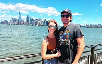 couple, travel, New York City, Liberty Island, summer
